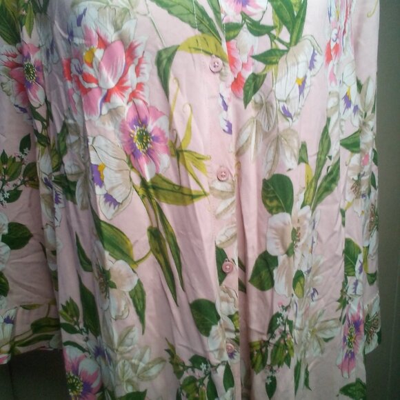 Grace Elements Blouse XL Button Up 3/4 Sleeve Floral Colorful - Picture 8 of 16